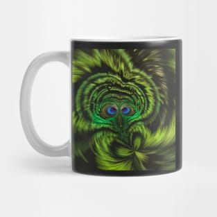 Owl Fractal Green Pattern Design Mug